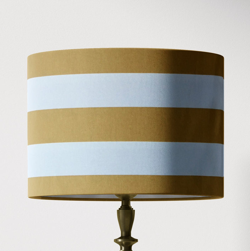 Mustard Yellow Lampshade, Large Striped Lampshade, Modern Boho