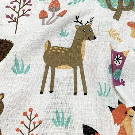 Double Gauze Fabric Woodland Animal Fabric Baby Cotton Muslin Fabric