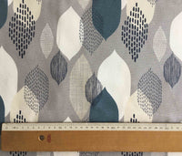 Abstract Upholstery Fabric, Grey Curtain Fabric, Bohemian Leaves Fabric