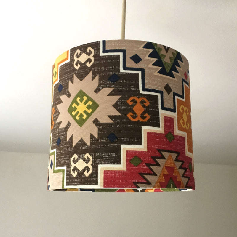 Aztec Lampshade, Kilim Lampshade, Multi Coloured Tribal Ethnic Lampshade