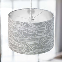 Grey beach, sea, waves print ceiling drum lampshade.
