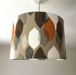 Retro Lampshade, Beige Orange Lamp Shade, Scandi Brown Handmade Lampshade