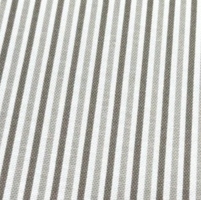 Light brown beige and white thin stripe cotton canvas fabric for upholstery curtain soft furnishing and home decor crafts.