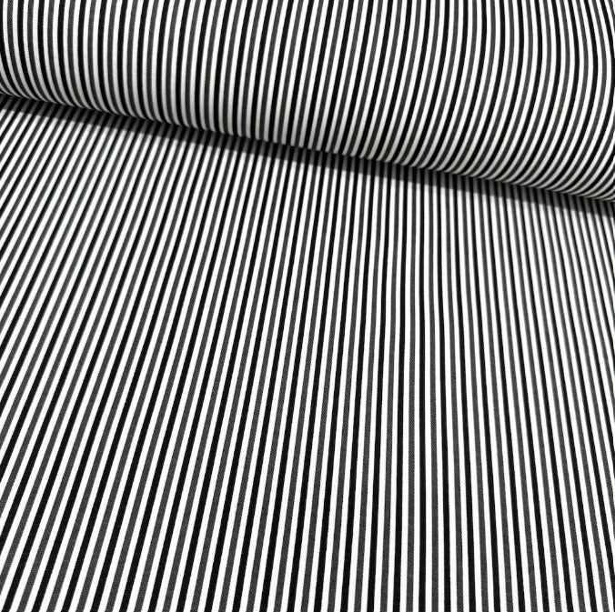 Black and white pinstripe pattern cotton canvas upholstery curtain soft furnishing fabric 