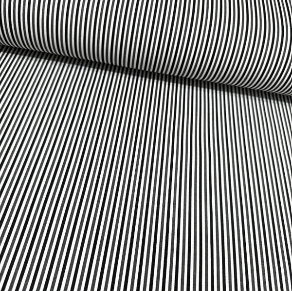 Black and white pinstripe pattern cotton canvas upholstery curtain soft furnishing fabric 