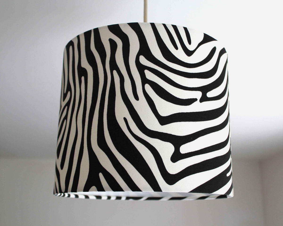 Zebra Print Lamp Shade, Black White Lampshade, Jungle Safari Animal Light Shade