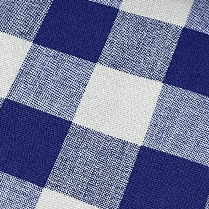 Blue and white checkered classic pattern cotton canvas curtain upholstery fabric 
