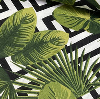 Tropical Upholstery Fabric, Palm Leaves Botanical Print Cotton Curtain Fabric