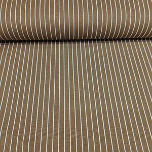 Roll of brown pinstripe cotton upholstery fabric