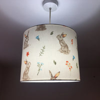 Woodland animal bunny print ceiling pendant lampshade.