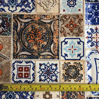 Tile Fabric, Mosaic Fabric, Ceramic Turkish Ottoman Moroccan Geometric Fabric