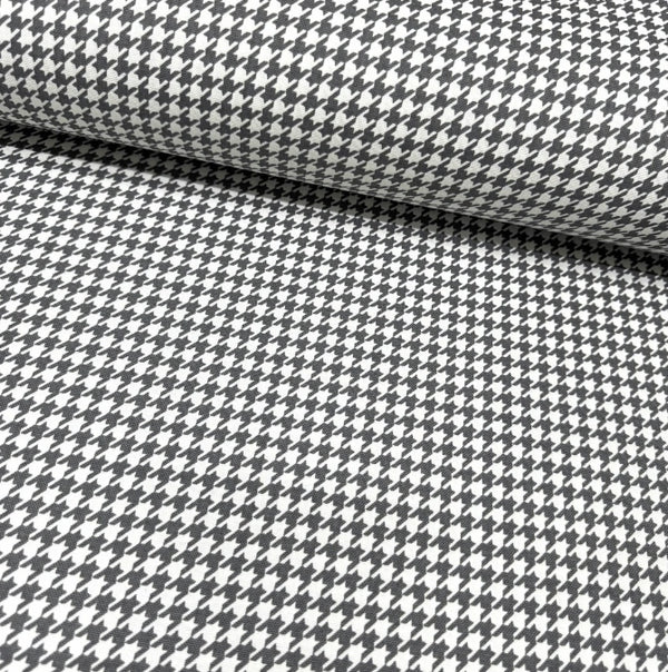 Grey charcoal hounstooth pattern fabric for upholstery curtain and home decor crafts.