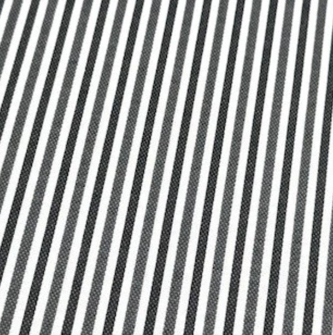 Dark grey charcoal and white thin stripe cotton canvas fabric for upholstery curtain soft furnishing and home decor.