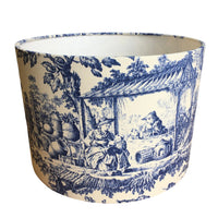 Toile Lampshade, Chinoiserie Lamp Shade, Japanese Print Blue White Lampshade