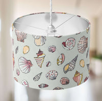 Coastal beach sea shell lampshade for table lamps, floor lamps and ceiling pendants.