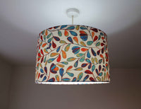 Multi Coloured Lampshade, Watercolour Leaf Print Boho Drum Lamp Shade