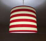 Red Lampshade, Horizontal Stripe Lampshade, Contemporary Ticking Lampshade