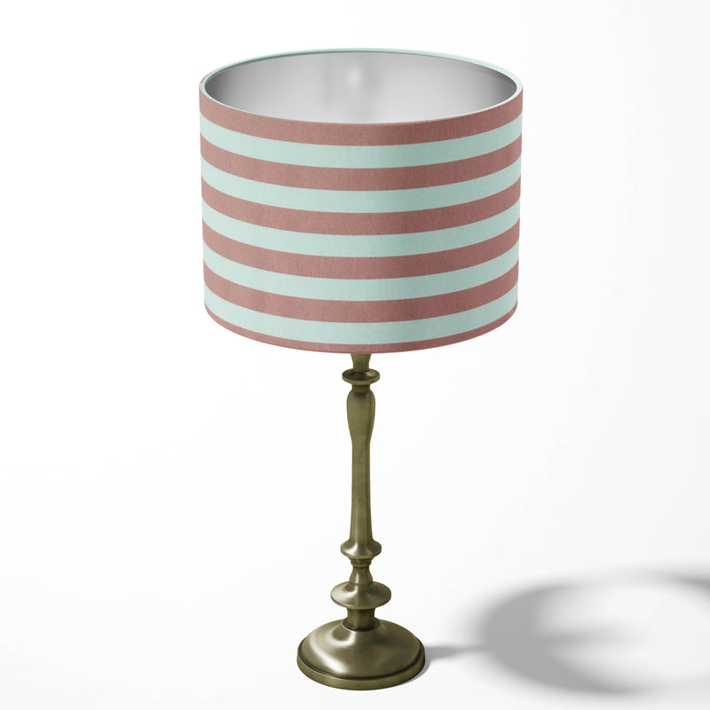 Blush Pink Lampshade, Dusky Pink Stripe Country Cottage Drum Lampshade