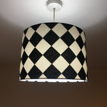 Black and White Lampshade, Checkered Lampshade, Diamond Drum Lampshade