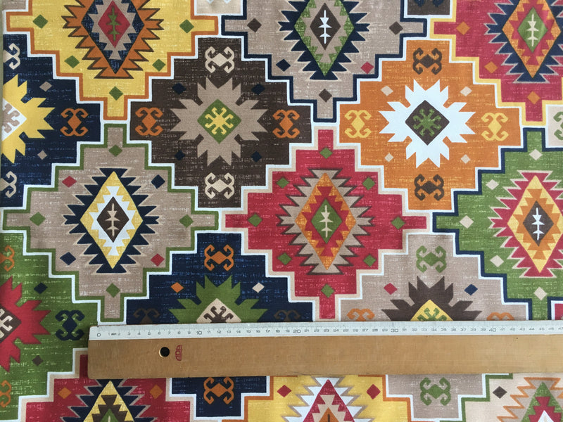 Ethnic Upholstery Fabric, Kilim Fabric, Tribal Traditional Aztec Curtain Fabric