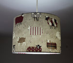 Sheep Lamp Shade, Farm Animal Lampshade, Red Grey Country Lampshade