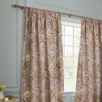 Sanderson Porcelain Garden Chenille Blush Pink Floral Print Curtains