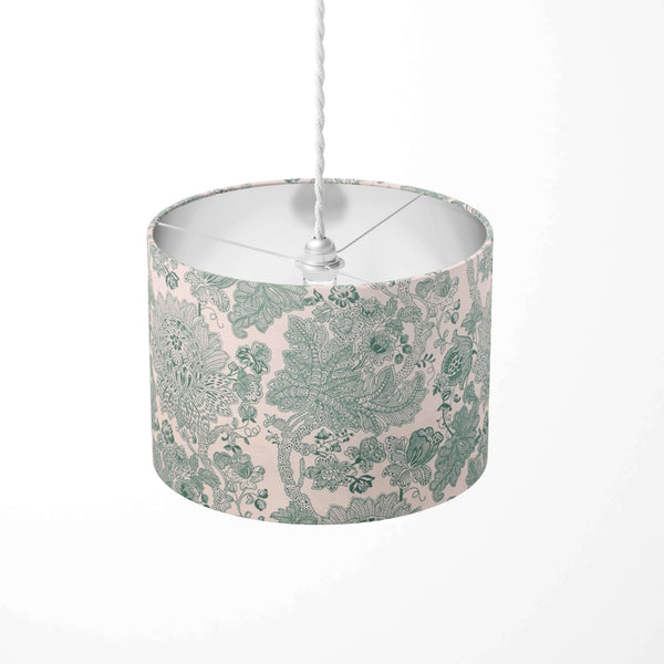 Mint green flower drawing print ceiling lampshade.