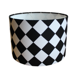 Black and White Lampshade, Checkered Lampshade, Diamond Drum Lampshade