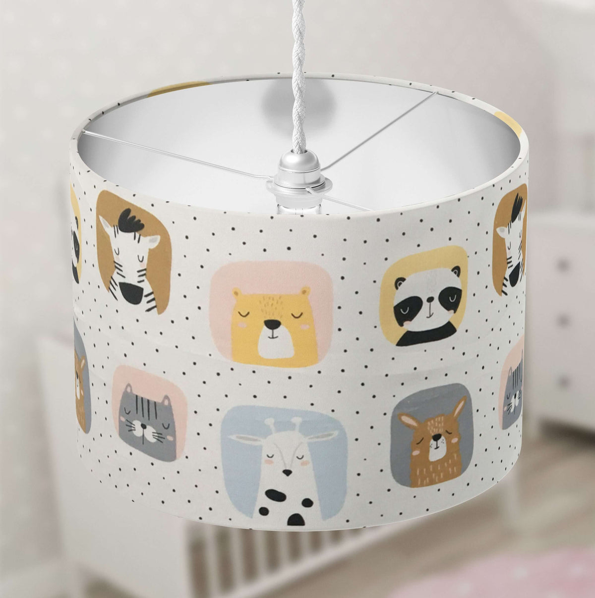 Wild animal print ceiling pendant lampshade.