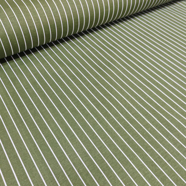 Green fabric with white stripes upholstery fabric