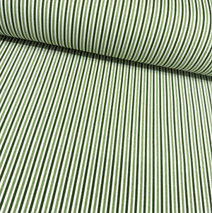 Green and white thin striped fabric for upholstery curtain soft furnishing and home decor.
