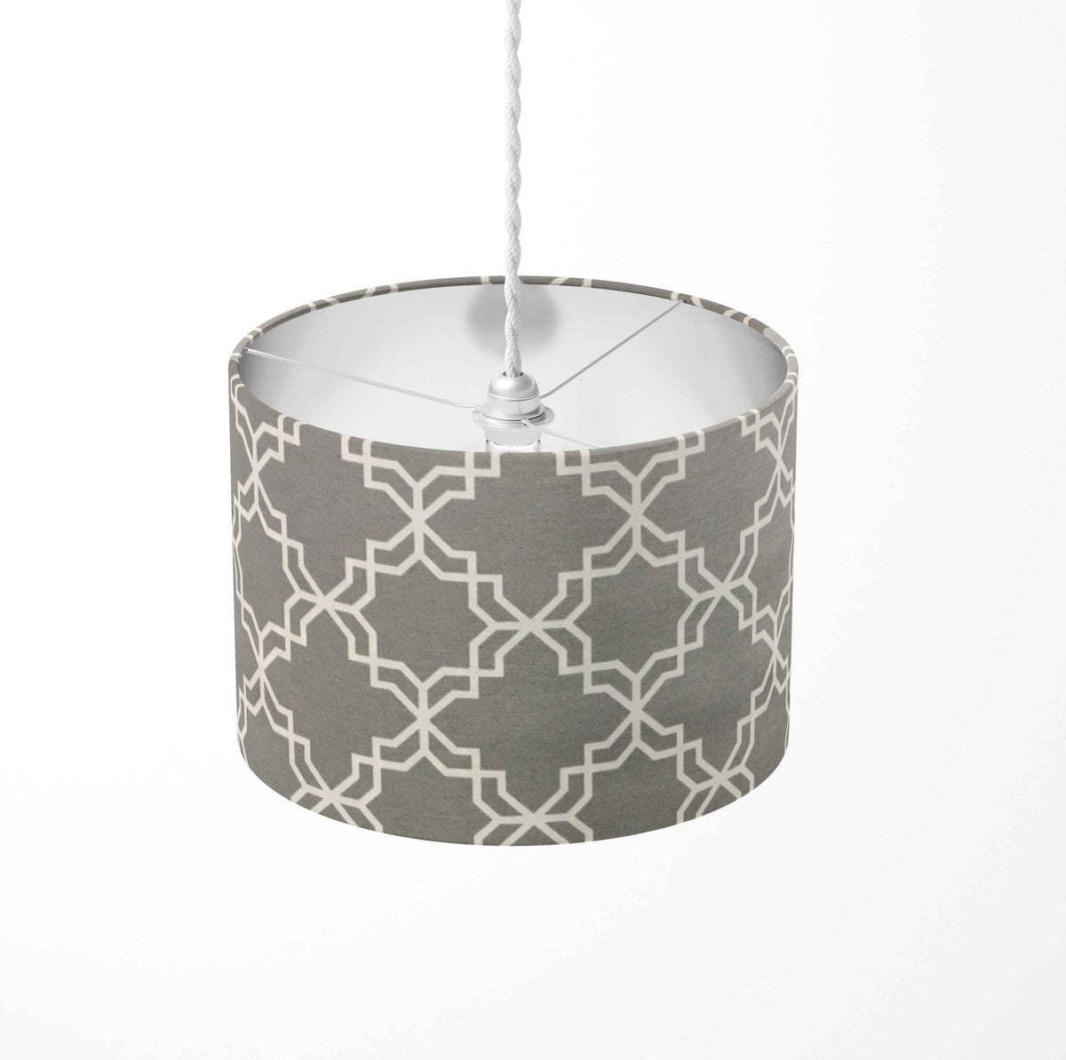 Moroccan Lampshade, Grey Handmade Trellis Tile Table Floor Lamp Shade