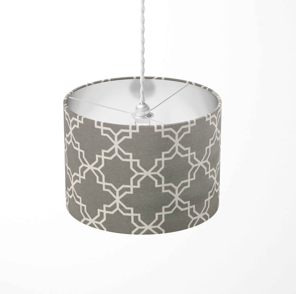 Moroccan Lampshade, Grey Handmade Trellis Tile Table Floor Lamp Shade