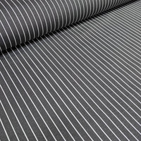 Gray cotton curtain fabric with white vertical stripes