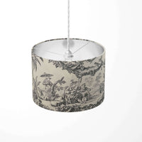 Chinese toile ceiling pendant lampshade in grey and white.