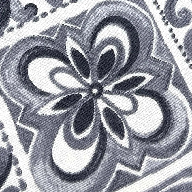 Grey and white italian majolica fabric for upholstery curtain tablecloth or kitchen decorations.