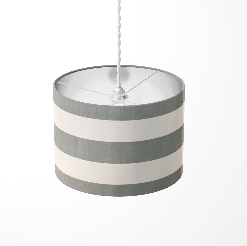Grey White Lampshade, Horizontal Stripe Lamp Shade, Modern Light Shade