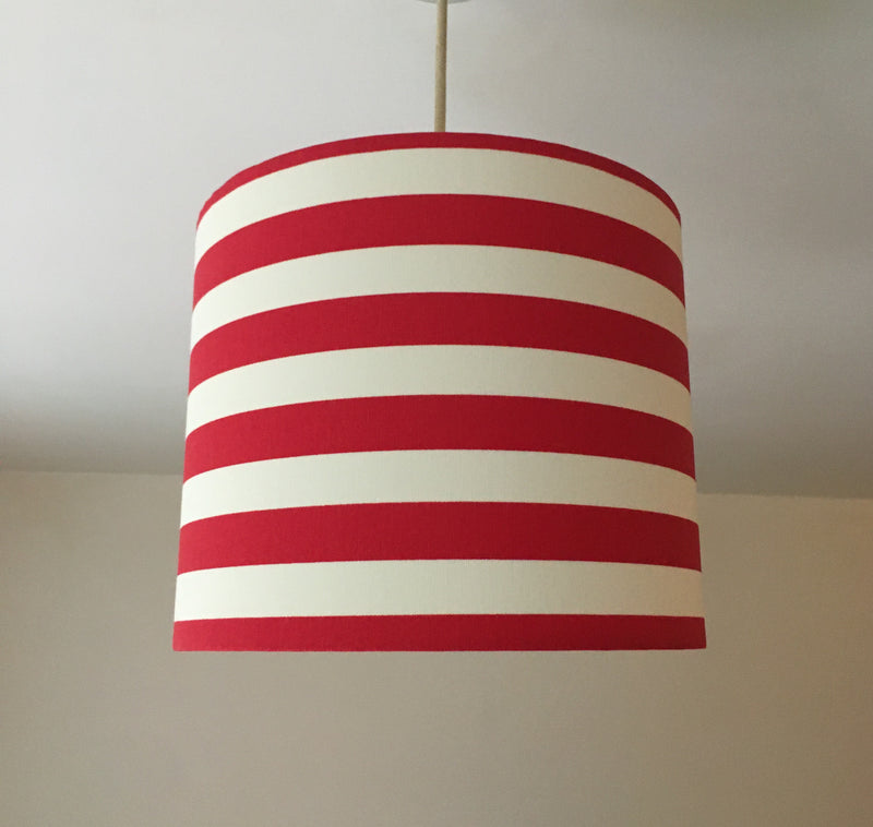 Red Lampshade, Horizontal Stripe Lampshade, Contemporary Ticking Lampshade