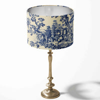 Toile Lampshade, Chinoiserie Lamp Shade, Japanese Print Blue White Lampshade