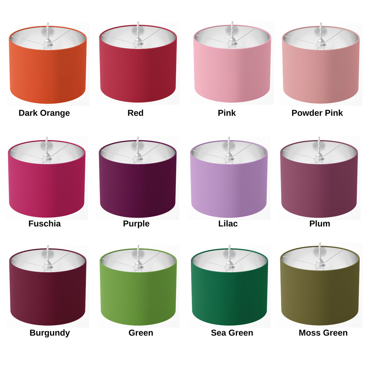 Drum Lampshade, Orange Red Pink Purple Green Table Ceiling Plain Lampshade