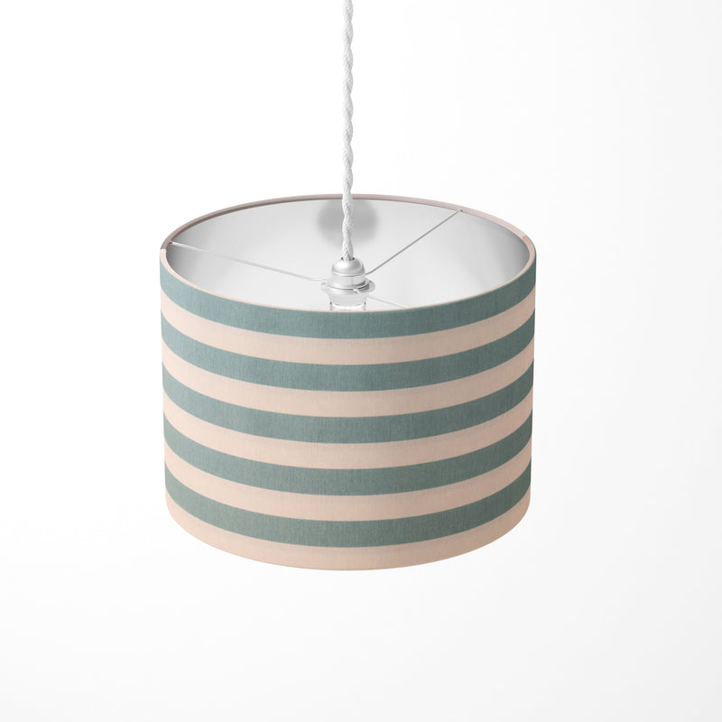 Duck Egg Lampshade, Mint Pastel Green Stripe Drum Table Ceiling Lampshade