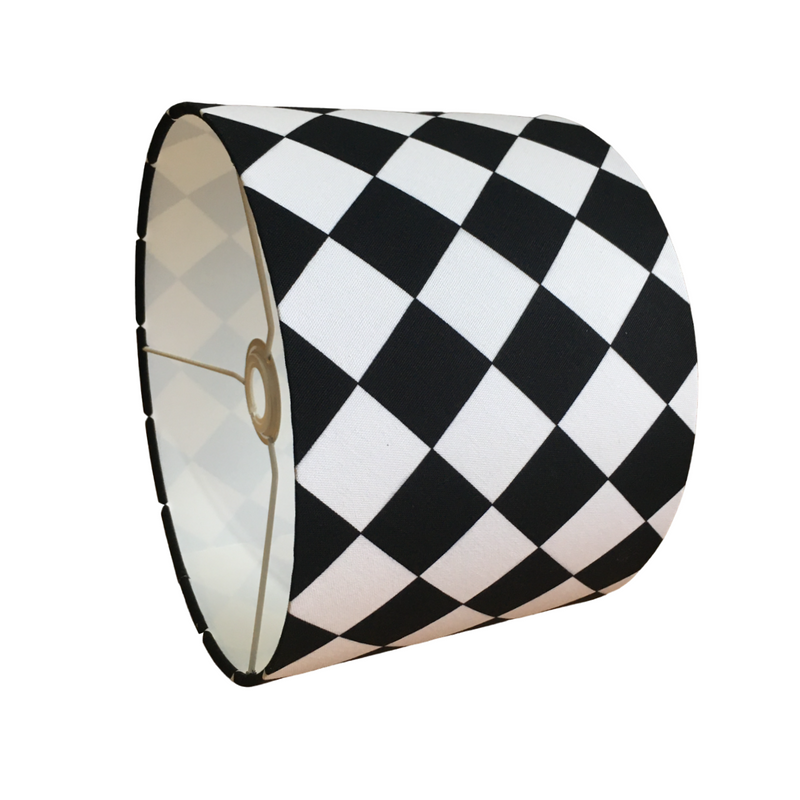 Black and White Lampshade, Checkered Lampshade, Diamond Drum Lampshade