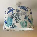 Nautical Lamp Shade, Sea Turtle Lampshade, Blue Ocean Coastal Lampshade