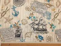 Nautical Fabric, Boat Fabric, Sea Shell Fabric, Marine Upholstery Fabric