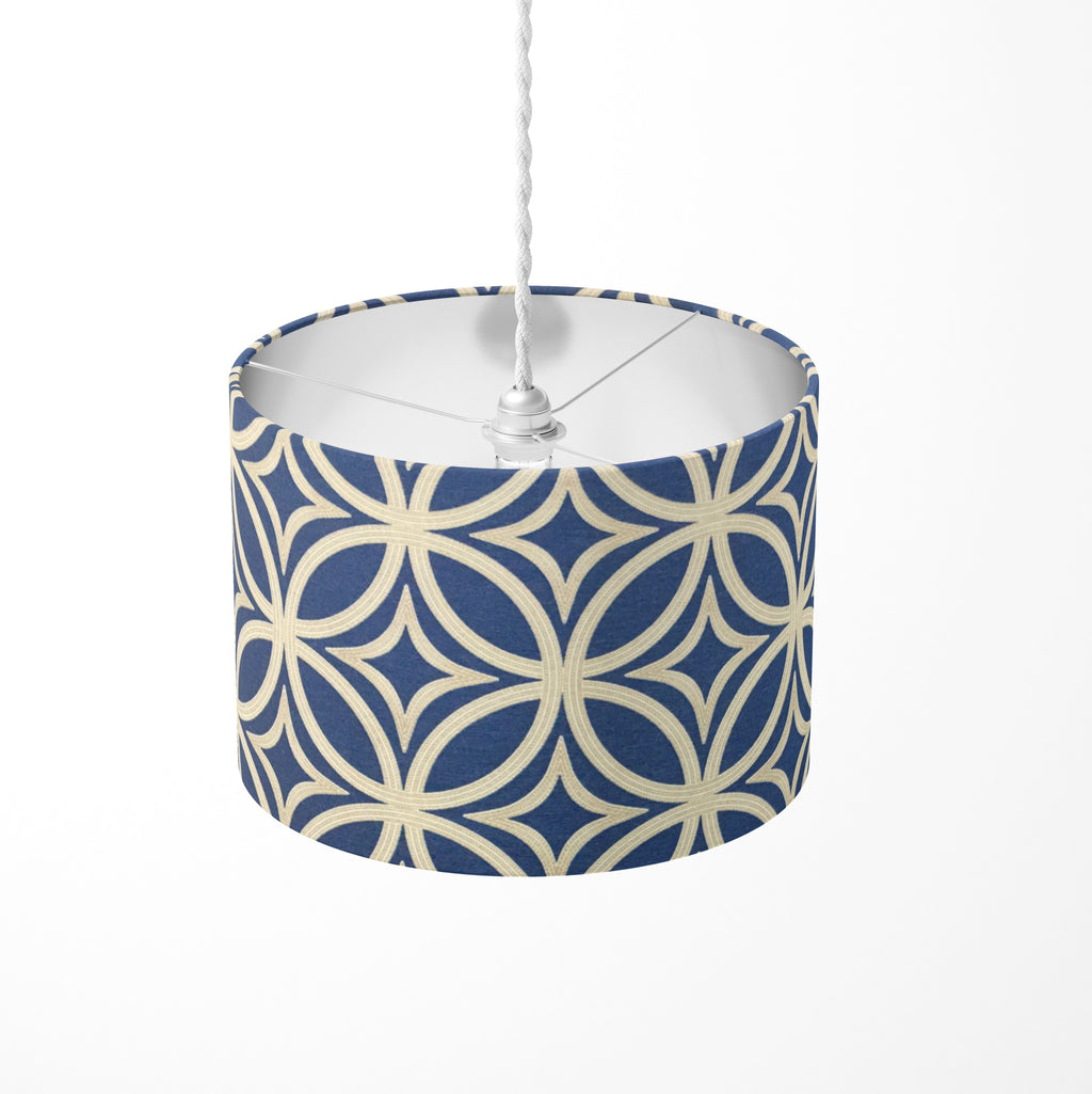Art Deco Lampshade, Navy Blue Lamp Shade, Geometric Circle Light Shade
