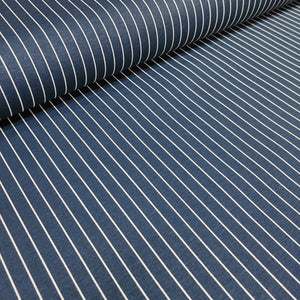 Navy blue stripe cotton upholstery fabric