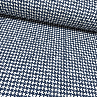Navy and white houndstooth pattern fabric for upholstery curtain and home decor.