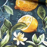 Close-up of a lemon tree fabric.