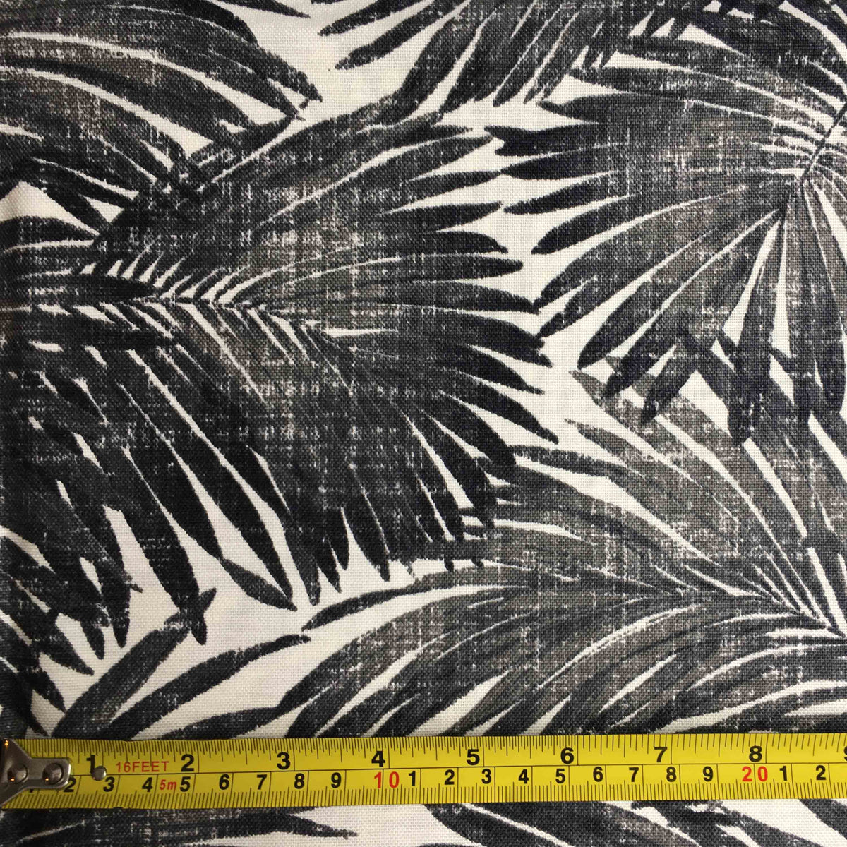 Tropical Upholstery Fabric, Black Palm Leaves Exotic Cotton Curtain Fabric