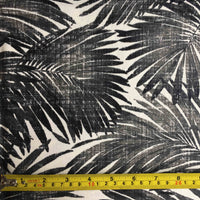 Tropical Upholstery Fabric, Black Palm Leaves Exotic Cotton Curtain Fabric